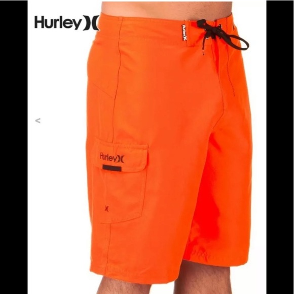 NWT Hurley Neon Orange Board Shorts Sz 30 or 31 - Picture 2 of 8